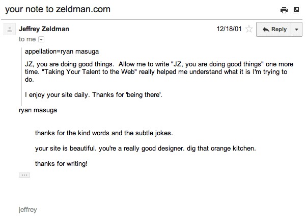 Zeldman email response